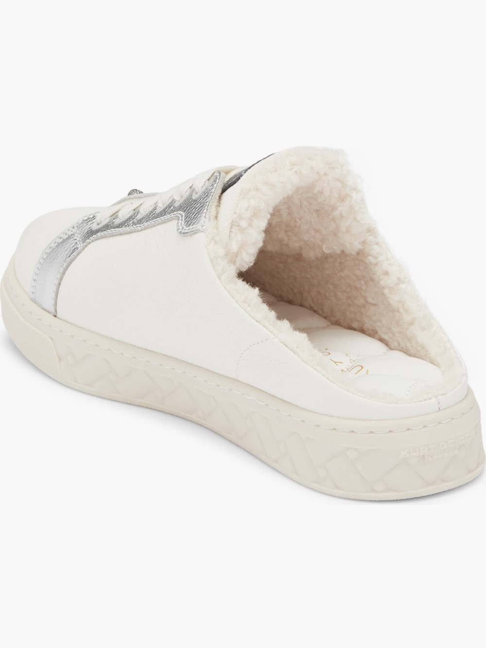 Kurt Geiger Cream and Silver Low-Top Mule Slip On Lace Sneakers - Picture 3 of 8